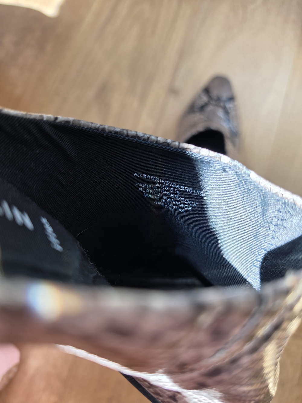 Snake-Print Slip-On Mules in Taupe and Black - Picture 3 of 5